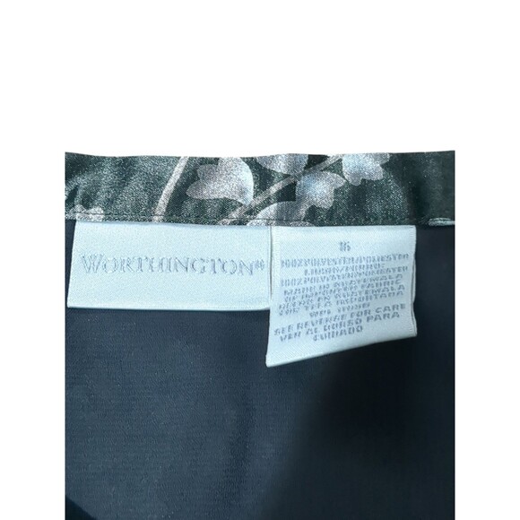 Vintage Worthington Women' 16 Black W/ Silver Cherry Blossom's Side  Zip, Button - Picture 7 of 9